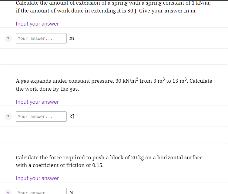 Solved Calculate the amount of extension of a spring with a
