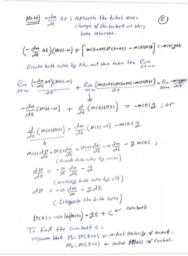 Solved 2.7-2) Motion of a Rocket (年) objective: Denive a | Chegg.com