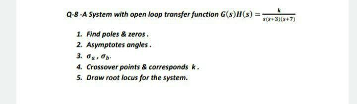 Solved Q-8 - A System with open loop transfer function | Chegg.com