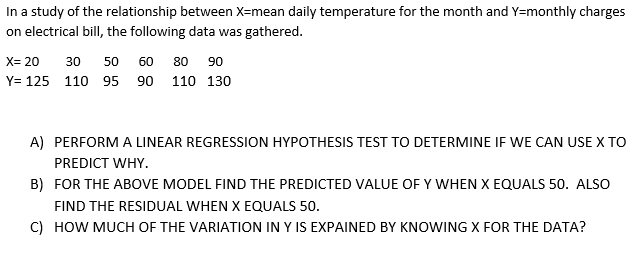 Solved In a study of the relationship between X=mean daily | Chegg.com