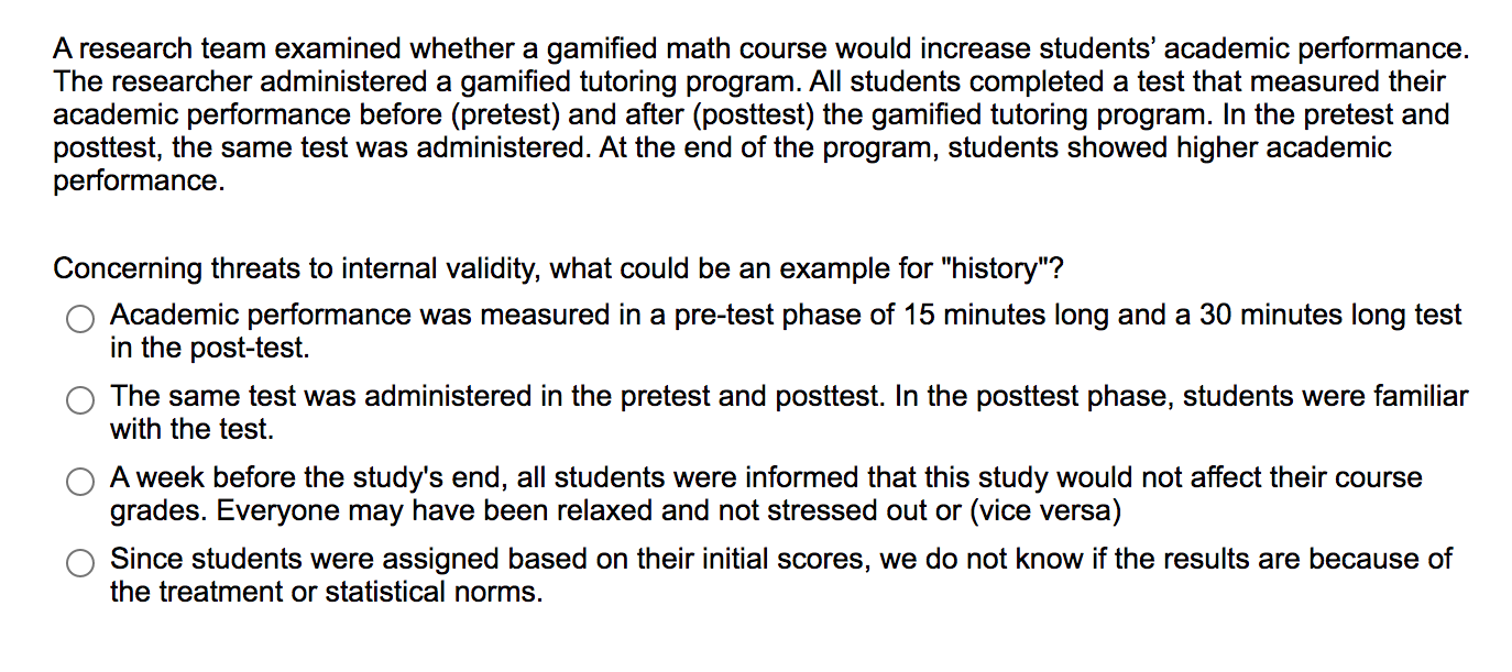 Solved A research team examined whether a gamified math | Chegg.com