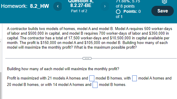 Solved A Contractor Builds Two Models Of Homes, Model A And | Chegg.com