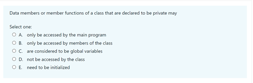 Solved Data members or member functions of a class that are | Chegg.com