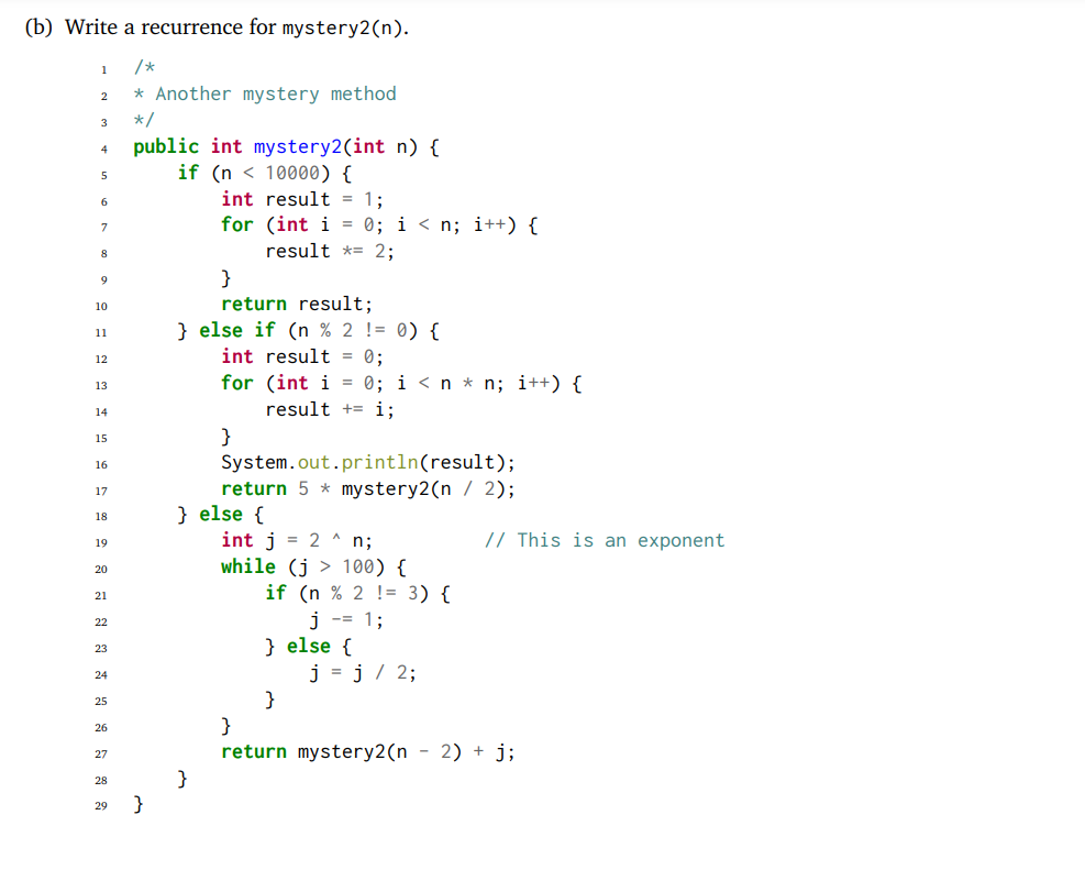 1. Modeling Recursive Code For (a) and (b), write | Chegg.com