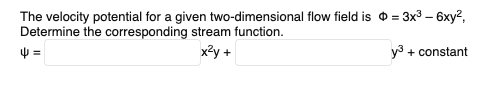 Solved The velocity potential for a given two-dimensional | Chegg.com