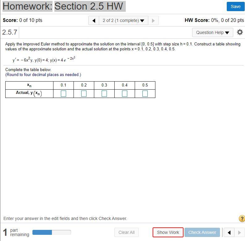 Solved Homework: Section 2.5 HW Save Score: 0 of 10 pts 2 of | Chegg.com