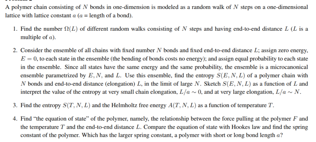 Solved A polymer chain consisting of N bonds in | Chegg.com