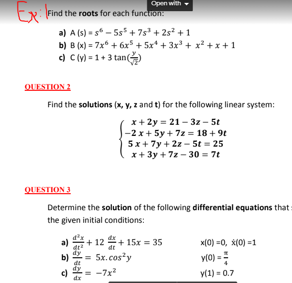 Solved Find The Roots For Each Function: A) 