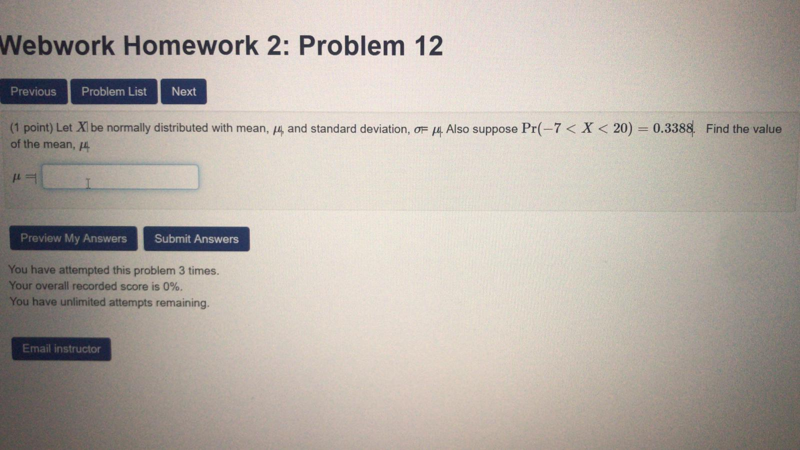 Solved Webwork Homework 2: Problem 12 Previous Problem List | Chegg.com