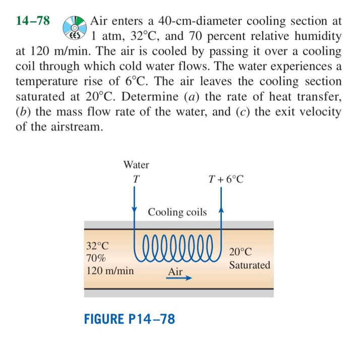 Solved 14-78 Air enters a 40-cm-diameter cooling section at | Chegg.com