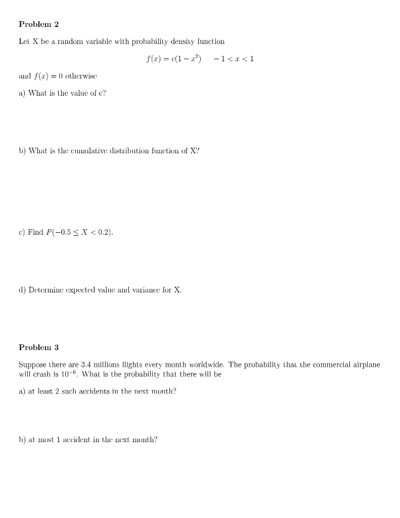 Solved Problem 2 Let X be a random variable with probability | Chegg.com