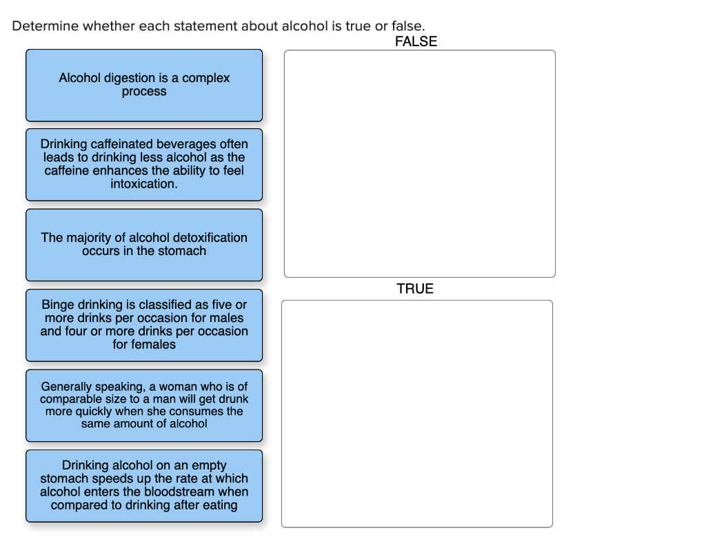Solved Determine whether each statement about alcohol is | Chegg.com