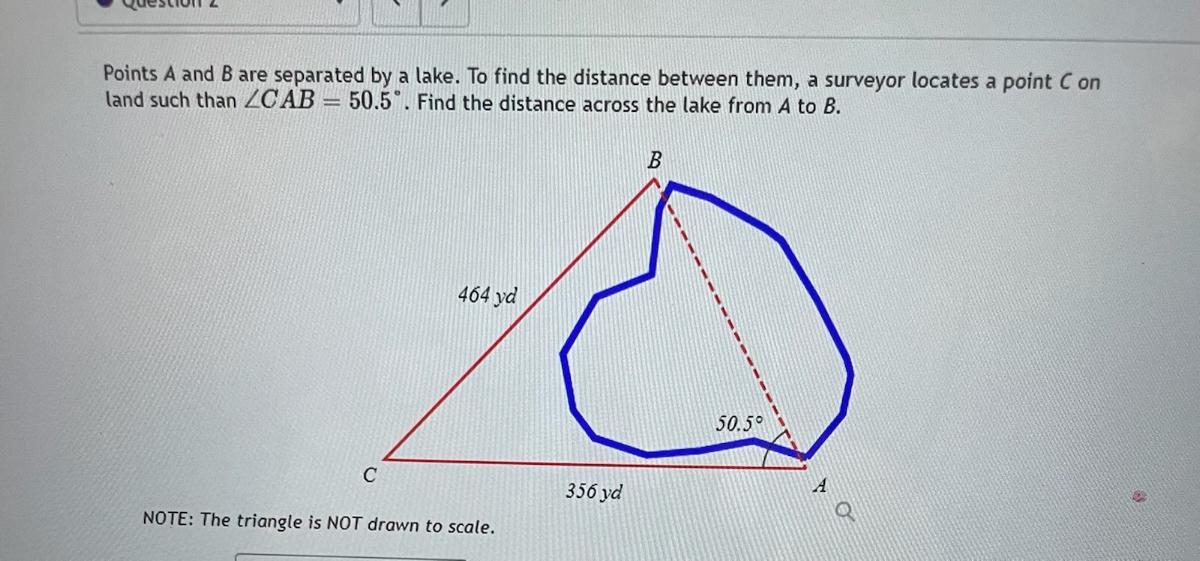 Solved Points A and B are separated by a lake. To find the | Chegg.com