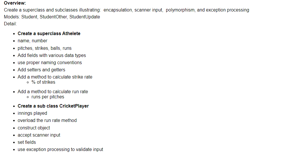 Solved Create a superclass and subclasses illustrating: | Chegg.com