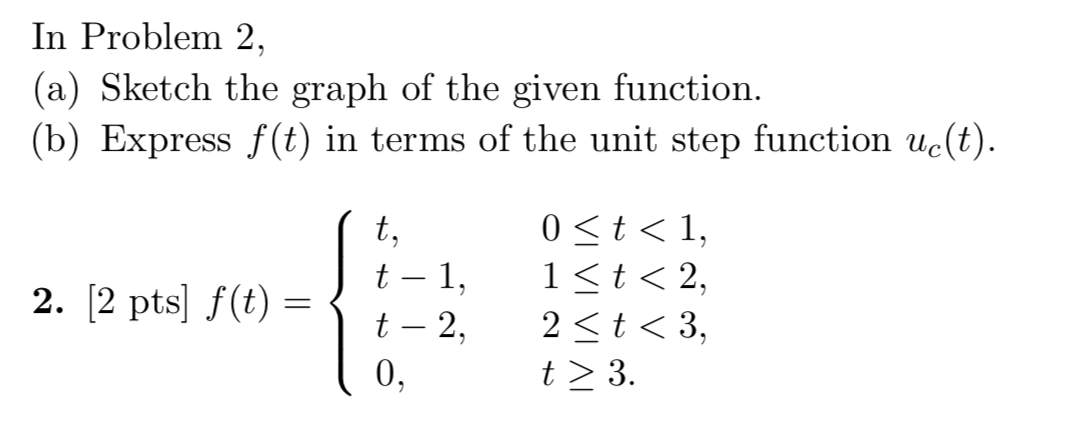 Solved In Problem 2, (a) Sketch the graph of the given | Chegg.com
