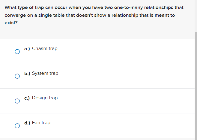 Solved What type of trap can occur when you have two | Chegg.com