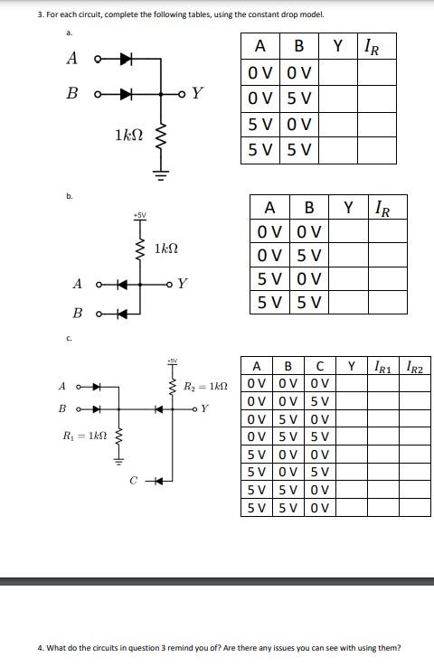 Solved 3. For each circuit, complete the following tables, | Chegg.com