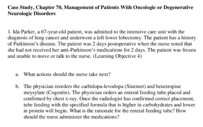 Solved Case Study, Chapter 70, Management Of Patients With | Chegg.com