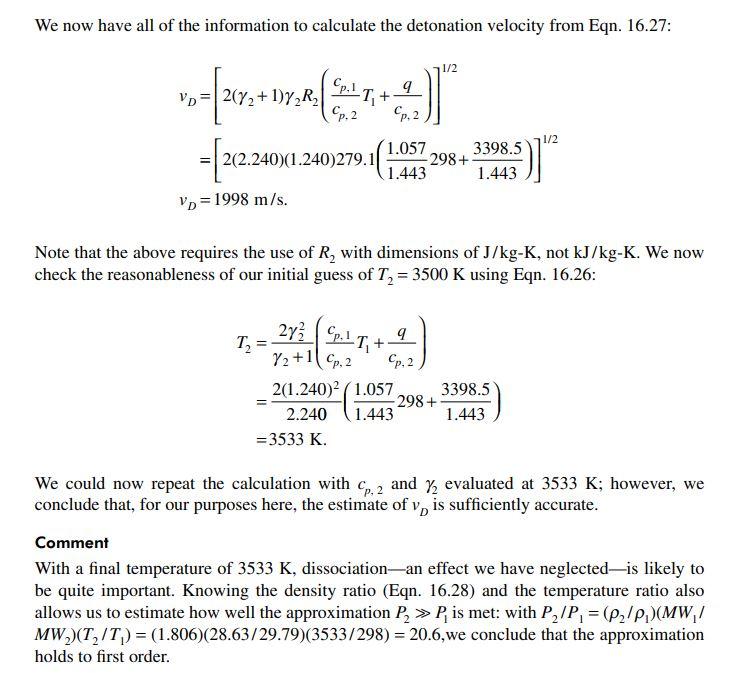 Solved Estimate The Detonation Velocity For A Stoichiometric 1947