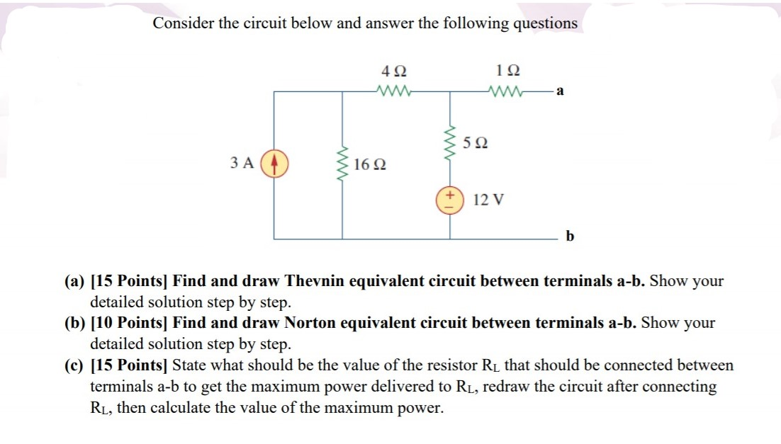 Solved Consider The Circuit Below And Answer The Following | Chegg.com