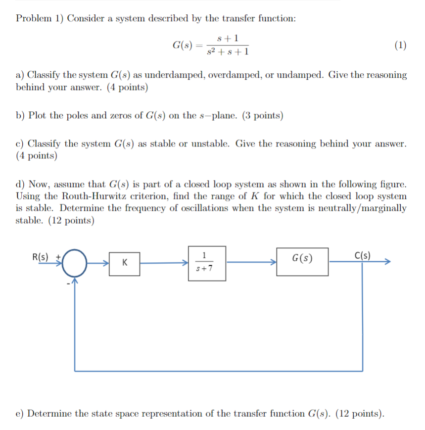 Solved Problem 1) Consider a system described by the | Chegg.com