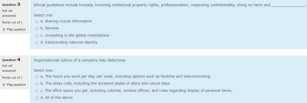 Solved Question 3 Not yet answered Points out of 1 Ethical | Chegg.com