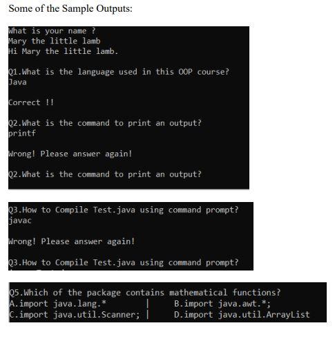 Solved Develop an OOP program using Java for a Quiz System | Chegg.com