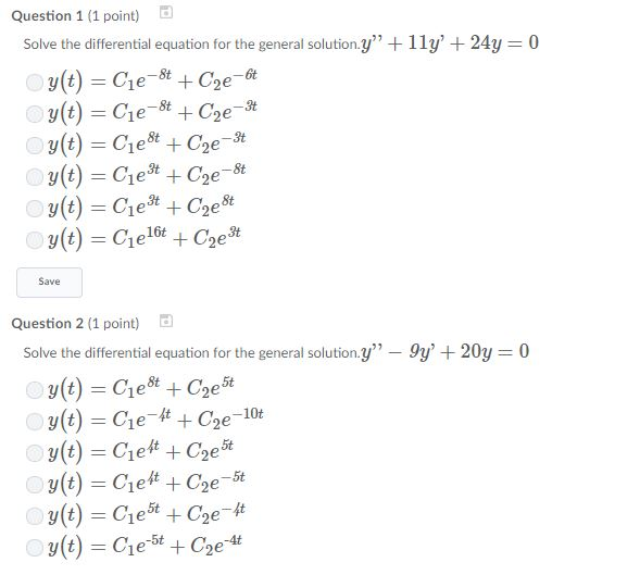 Solved Question 1 (1 point) d Solve the differential | Chegg.com