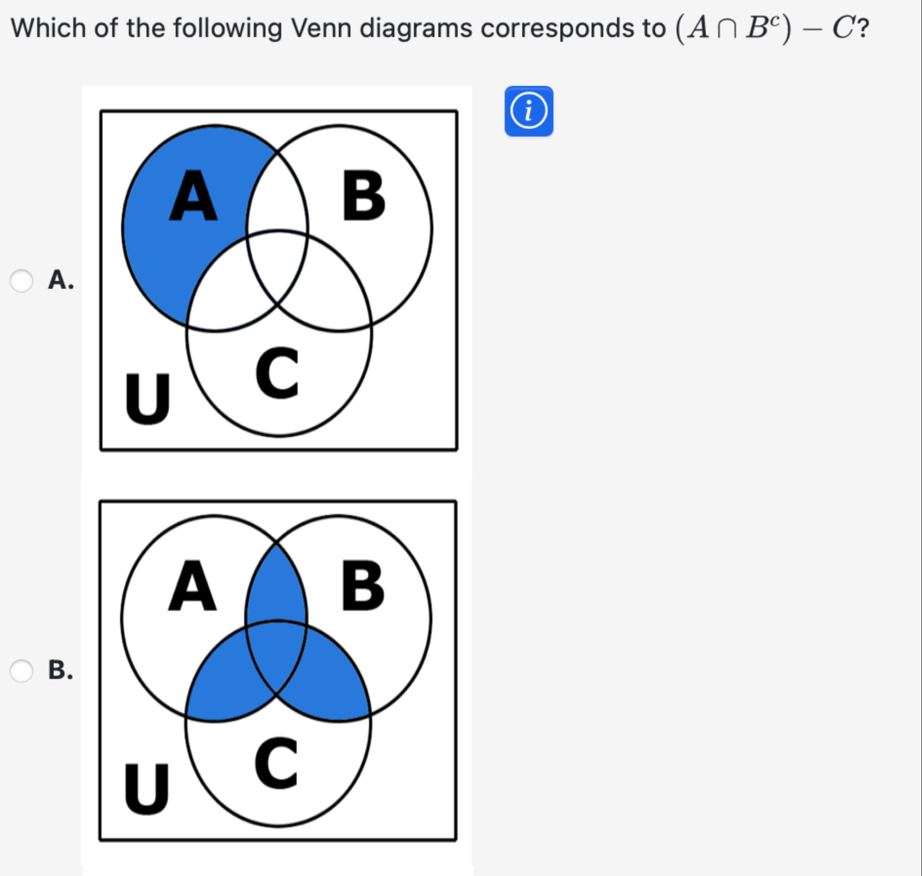 Solved Which of the following Venn diagrams corresponds to | Chegg.com
