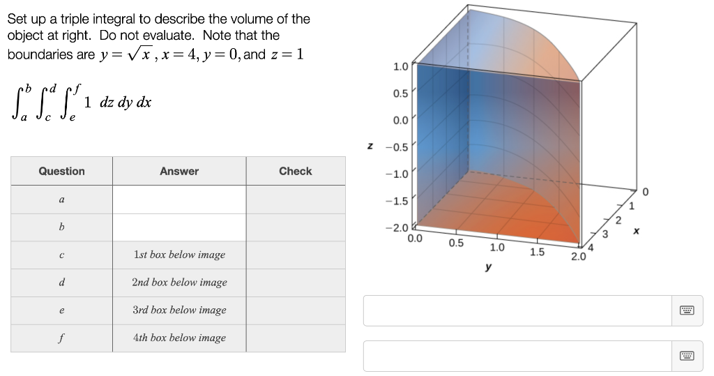 Solved Set up a triple integral to describe the volume of | Chegg.com