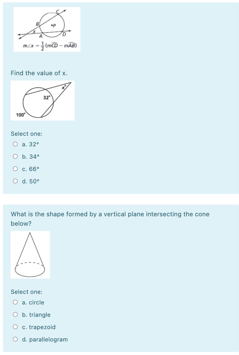 Solved P A M X { Mcd Mab Find The Value Of X 32° 100°