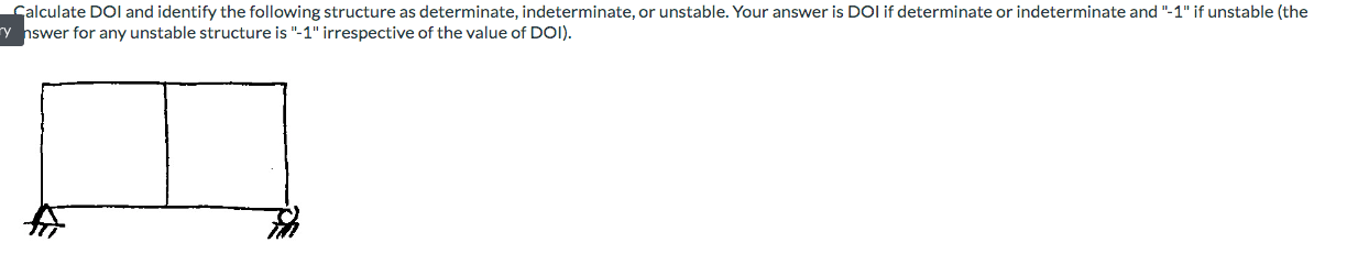 Calculate DOI and identify the following structure as determinate, indeterminate, or unstable. Your answer is DOI if determin