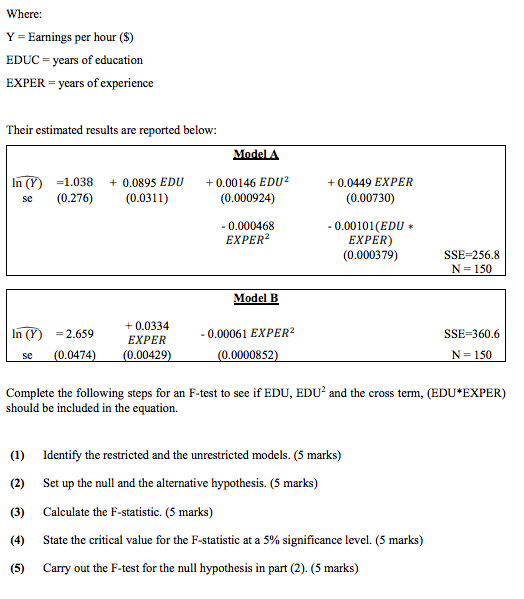 Solved Question 4 (25 Marks) Consider the following models | Chegg.com
