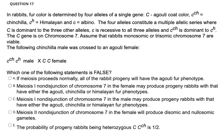 Solved In rabbits, fur color is determined by four alleles | Chegg.com