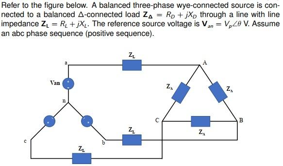 Solved = Refer to the figure below. A balanced three-phase | Chegg.com