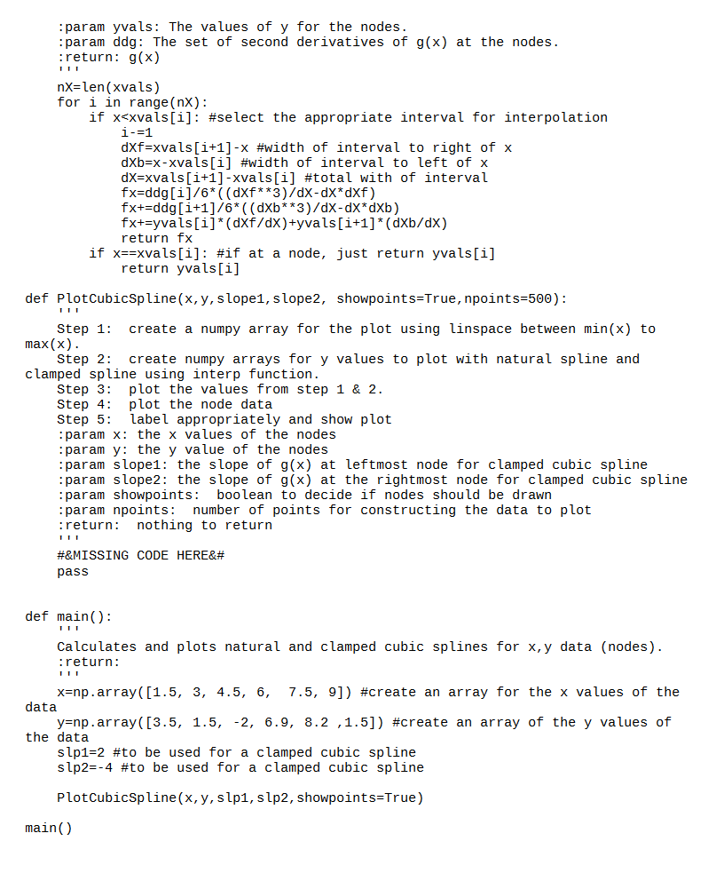 c) Write a program that demonstrates the Cubic Spline | Chegg.com