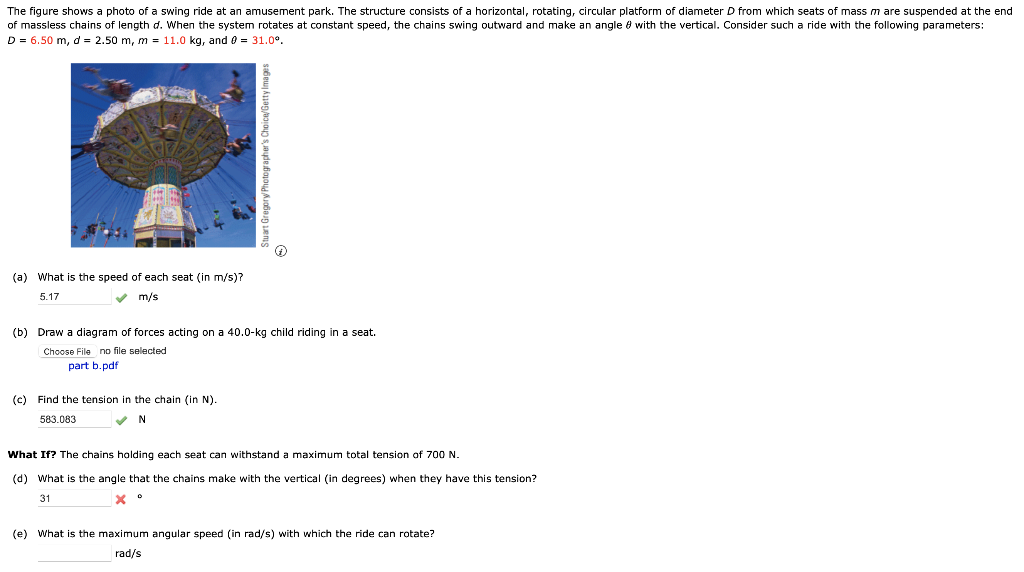 Solved The figure shows a photo of a swing ride at an | Chegg.com