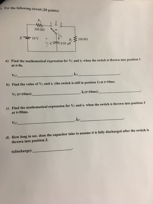 Solved ) For the following circuit (20 points): 100 k0 Find | Chegg.com
