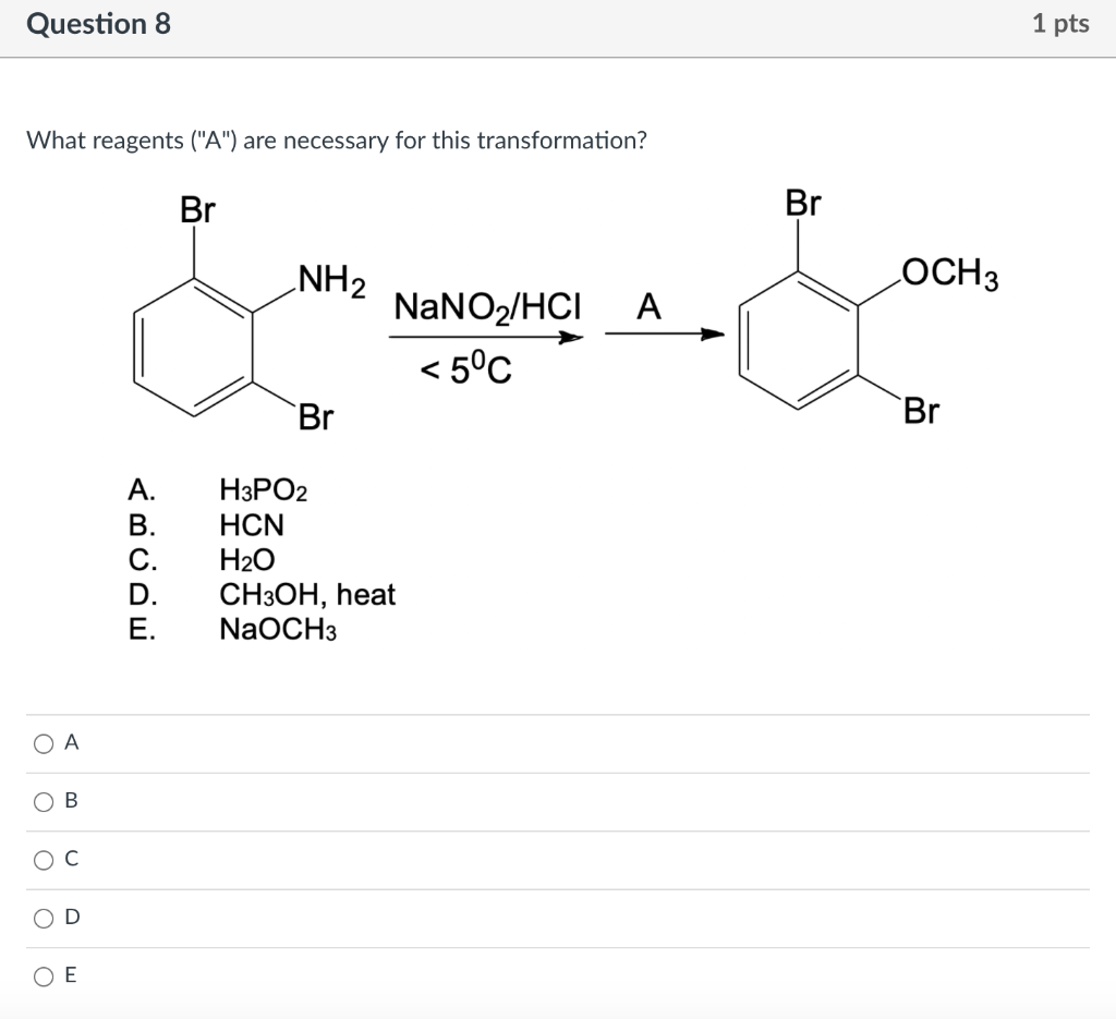 Solved Question 7 1 pts What is the major product of this | Chegg.com