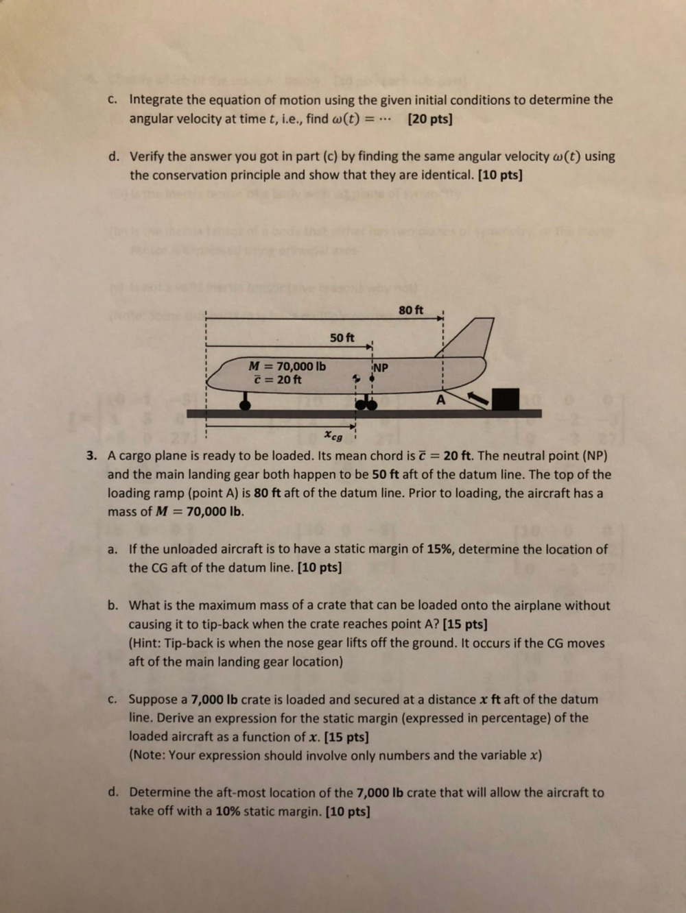 Flight Dynamics Homework Problem AERO 3230 Flight Dynamics, Spring 2019 EXAM 1, Feb 6, | Chegg.com