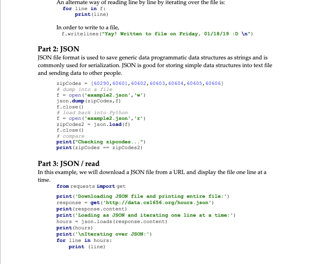 Part 1: File I/O Reading and writing text files is | Chegg.com