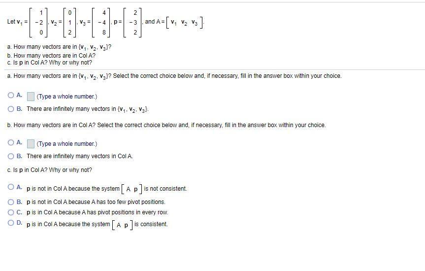 Solved Let V 1 2 12 0 And A V2 V3 4 8 A How Many Chegg Com