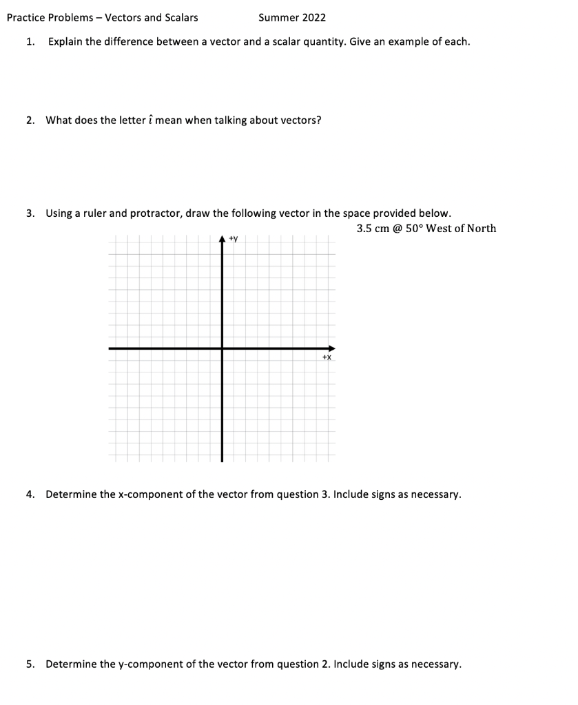Solved Practice Problems - Vectors and Scalars Summer 2022 | Chegg.com