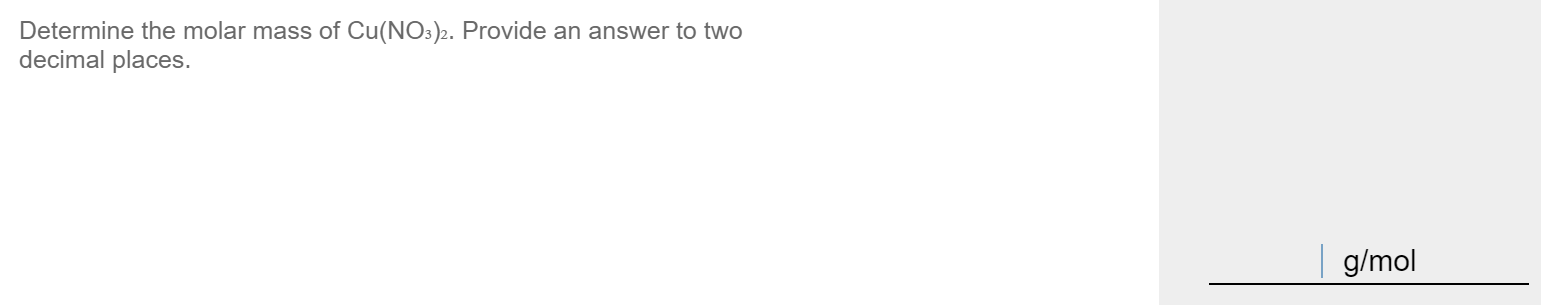 determine the molar mass of cu no3 2