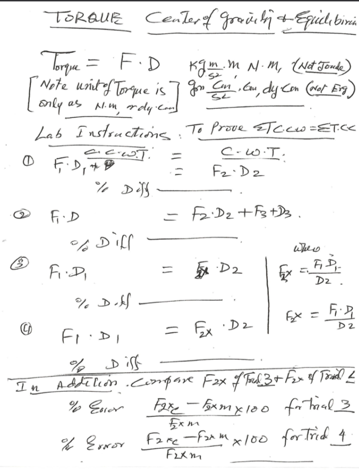Torque =F⋅Dkgs2m⋅m,N⋅m,( Nad Tounde ) Lab | Chegg.com