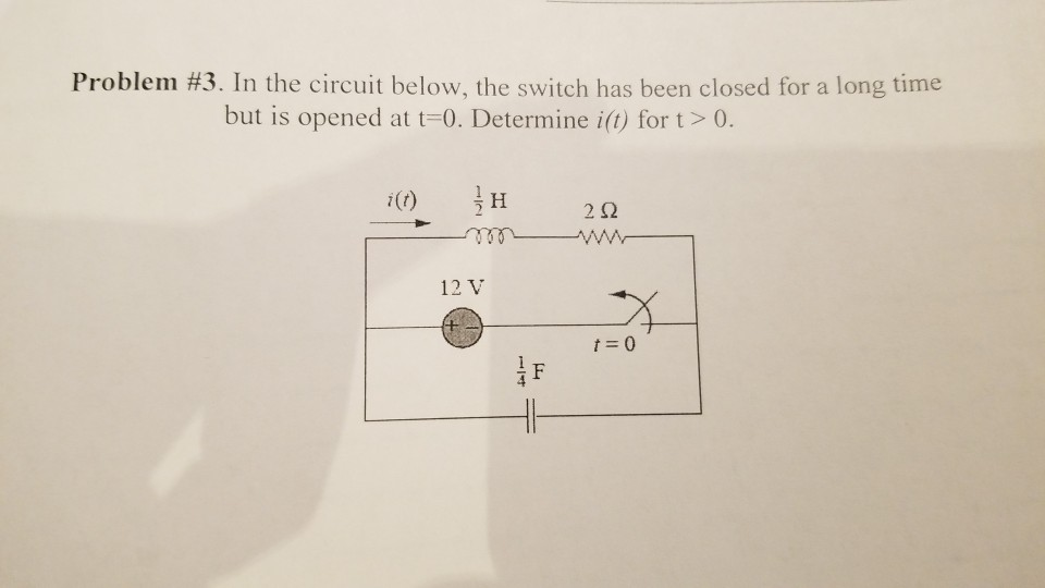 Solved Problem #3. In the circuit below, the switch has been | Chegg.com