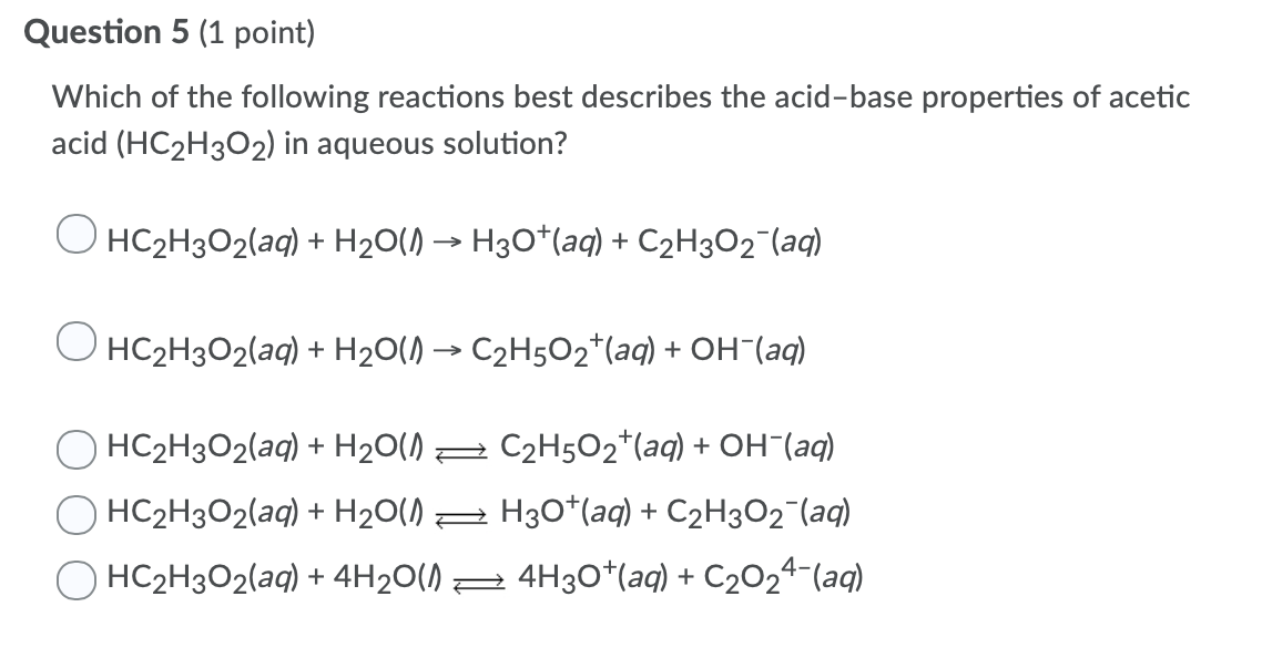 Solved Which of the following reactions best describes the | Chegg.com