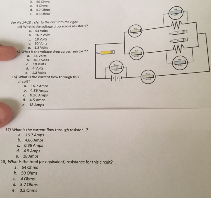 Solved What is the voltage drop across resistor 1? 54 Volts