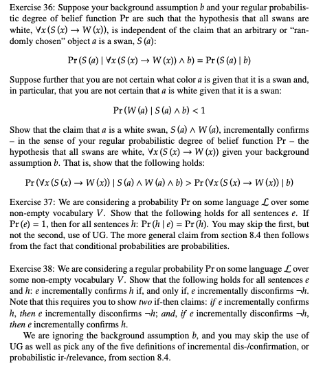 Exercise 36: Suppose Your Background Assumption B And | Chegg.com ...