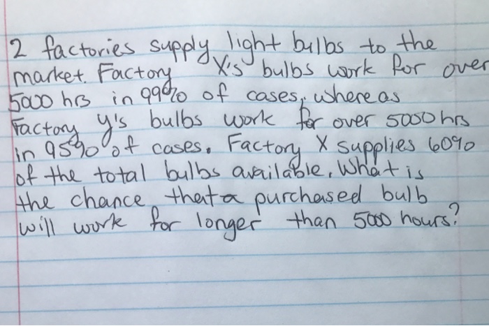 Solved 2 factories supply light bulbs to the market. Factory | Chegg.com